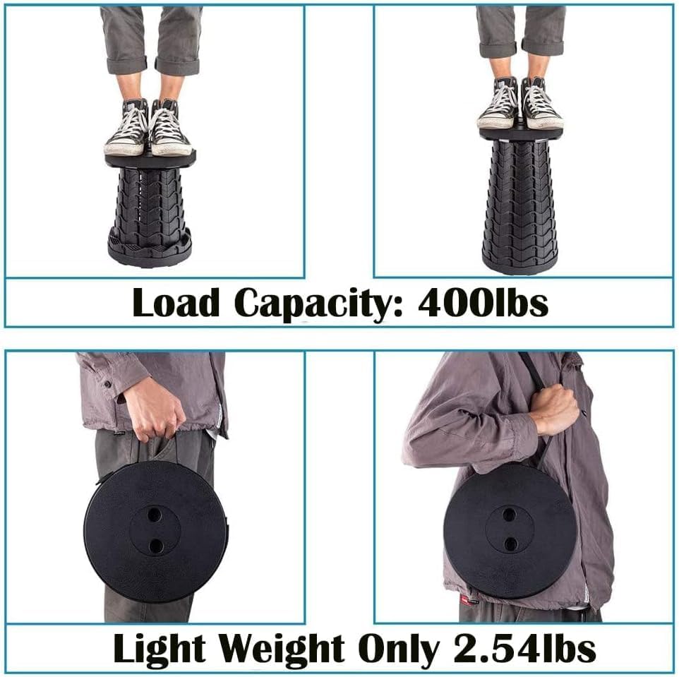 2-Pack Collapsible Stool for Adults, Portable Folding Camping Seat, 400lbs