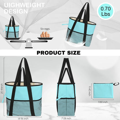 Sandproof Beach Bag with Zipper - 8-Pocket Waterproof Tote for Women & Family | Foldable Travel Swim Bag (Gift-Ready)