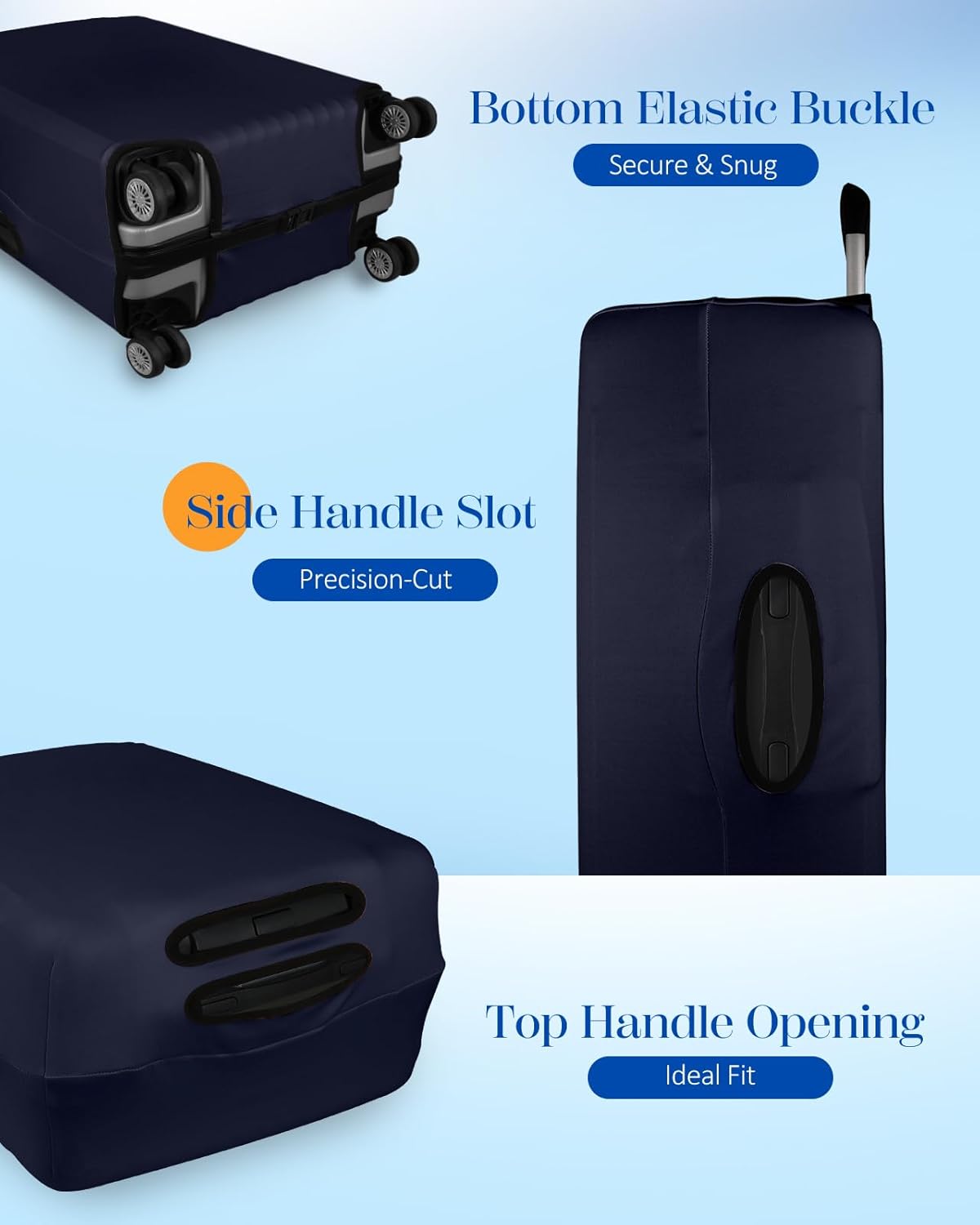 Slohif Luggage Cover for Suitcase Tsa Approved Protector - Luggage Sleeve Suit Case Cover Travel Stretch Large Baggage Case Protective Washable Fit 22-24 Inch Navy Blue