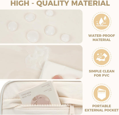 Toiletry Bag For women,Portable Hanging Organizer,4 Leakproof Compartment for full-sized Conditioner, Brushes Set, Makeup Accessories,Visible and easy to access.M-beige