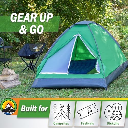 2 Person Camping Tent with Rain Fly and Carrying Bag – Lightweight Outdoor Pop Up Tents for Camping Essentials, Music Festivals, Backpacking, Hiking, or Beach Shelter by Wakeman Outdoors