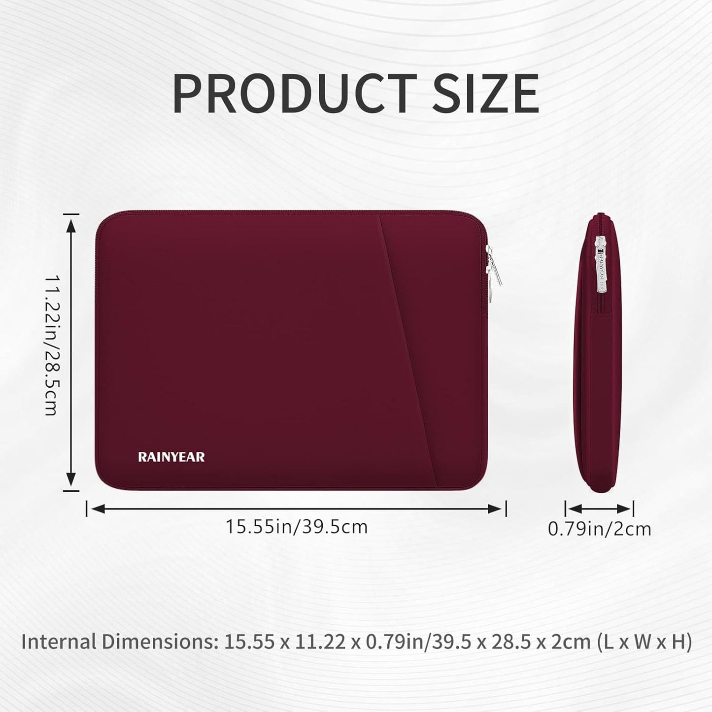 RAINYEAR Laptop Sleeve Case with Front Pocket, 15.6 Inch Protective Portable Case with Front Pocket, Briefcase Laptop Carrying Bag Cover Compatible for HP, Dell, Asus, Lenovo, Notebook, Red