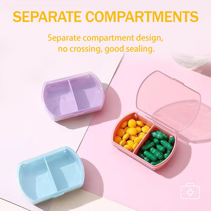 4PCS Small Pill Case Travel Pill Box Cute Pill Organizer for Purse Portable Daily Medicine Organizer 2 Compartment Pill Holder for Vitamins, Fish Oil, Supplements