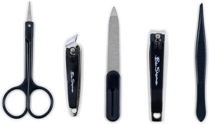 Ben Sherman Nail Clippers for Men Travel Size Nail Clipper Set, 5 Pcs Mens Nail Grooming Kit includes Nail Clippers, Scissors, Tweezers and Leather Traveling Case
