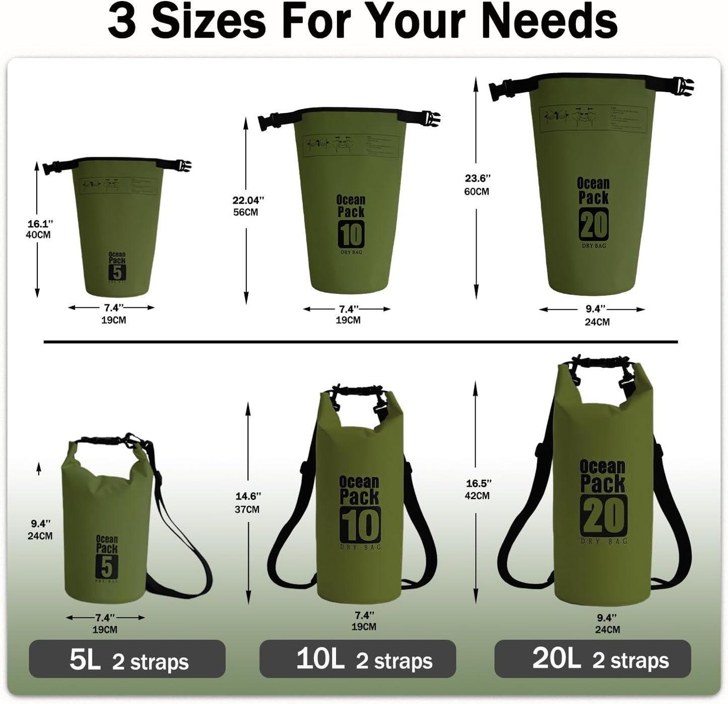Dry Bag Waterproof Backpack 5L/10L/20L/30L Roll Top Waterproof Bag,Floating Dry bags for Kayaking,Swimming,Boating,Camping,Beach.