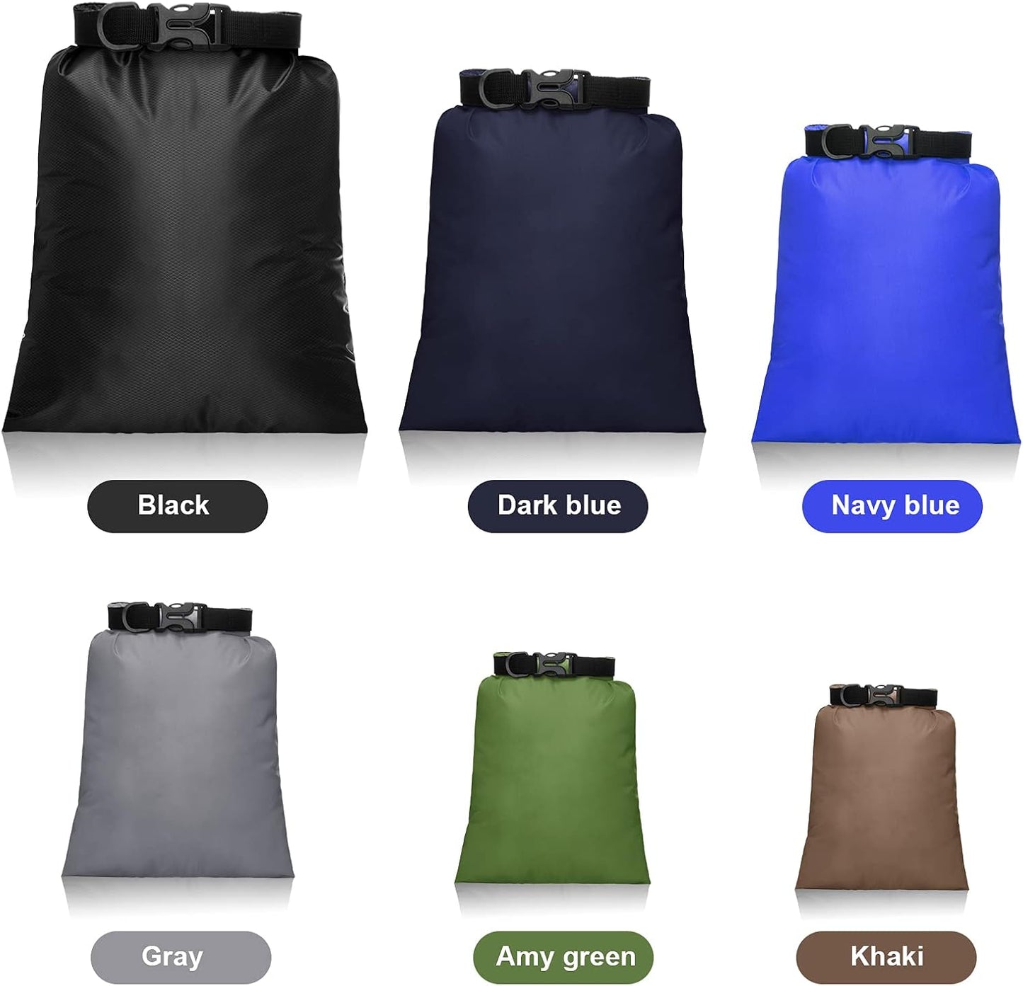 Shappy Waterproof Dry Bag Set 6 Sizes Lightweight Sacks and Long Adjustable Shoulder Strap Outdoor Water Proof Keep Gear Dry Bag Stuff Sacks for Backpacking, Boating, Hiking, Camping