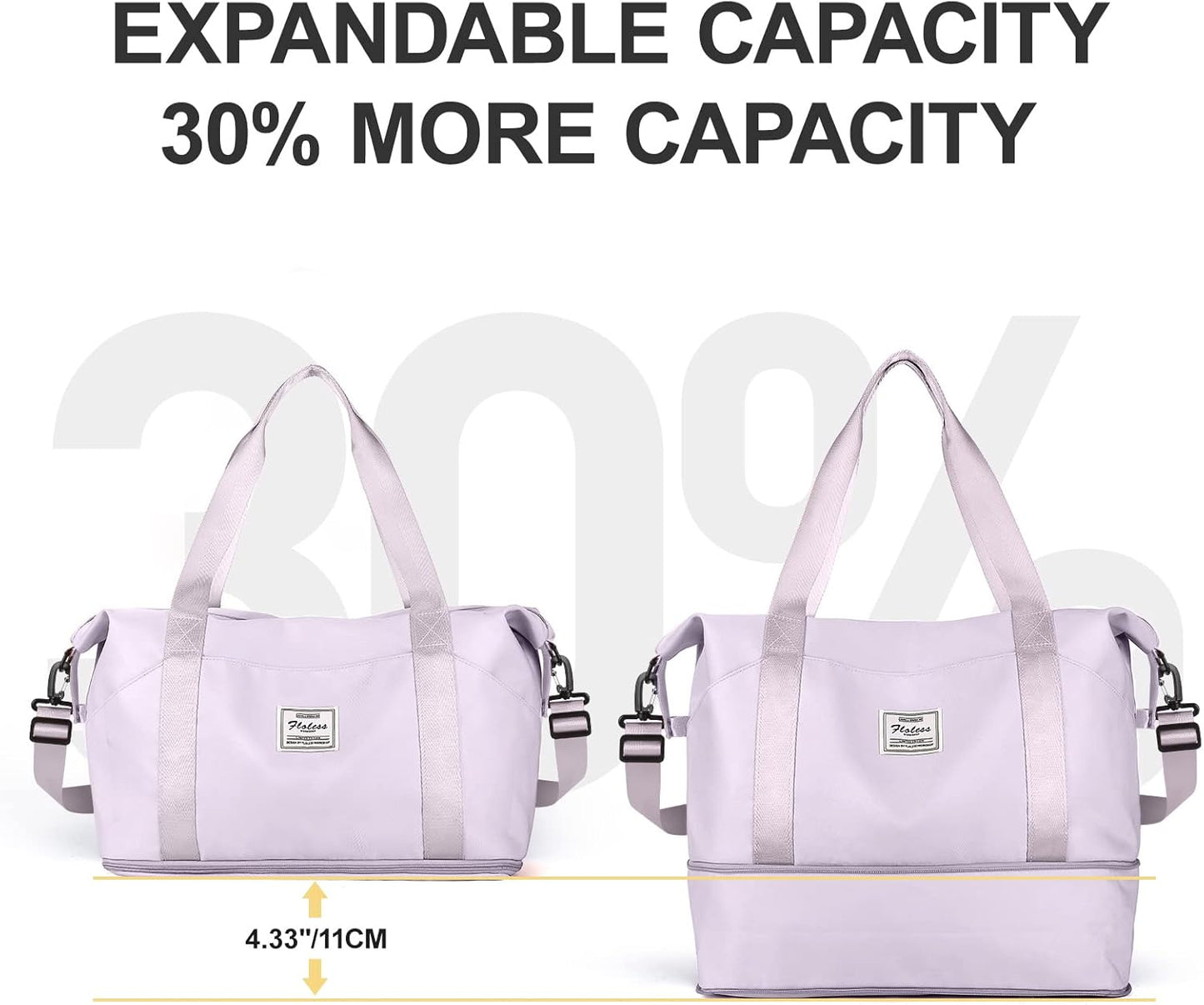 Travel Duffel Bag, Sports Tote Gym Bag, Shoulder Weekender Overnight Bag for Women