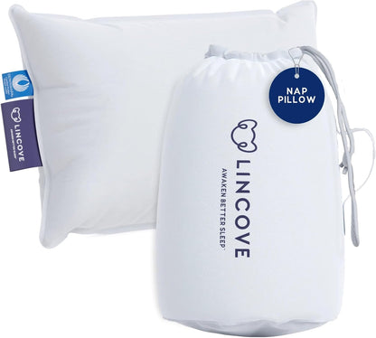 Lincove Microgel Travel Pillow - Global Recycled Standard Certified - Plush and Cozy Luxury Pillow to Support Head, Neck, While Sleeping on Airplanes, Cars, Hotels & Home - 12"x16"