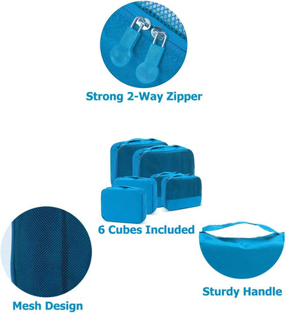 DoubleTrip Extra Large Packing Cubes for Travel Suitcase Organizer - Fit 28inch Luggage Set of 6 with 3 Sizes Travel Cubes Space Saver Baggage Bag