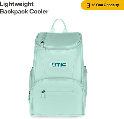 RTIC 15 Can Lightweight Backpack Cooler Soft Insulated Portable Bag for Lunch, Beach, Drink, Beverage, Travel, Camping, Picnic, Car, Hiking,
