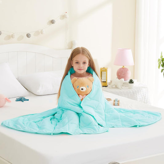 L'AGRATY Weighted Blanket - 40"x60" 10lbs Breathable Microfiber Material with Glass Beads Small Blanket for Adult All-Season Summer Fall Winter Soft