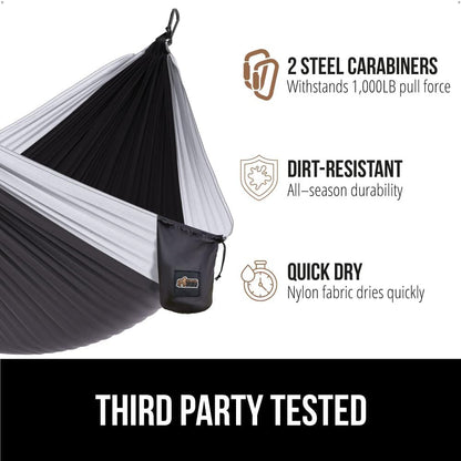 GORILLA GRIP Durable Portable Camping Hammock, Holds 500lbs with Heavy Duty Tree Straps, Comfortable Travel Swing, Camp Hammocks, Easy to Use and Install, Outdoor Essentials, Orange, 10x6.5 FT
