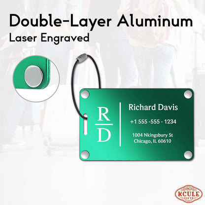 Luggage Tags for Suitcases 4 Pack: Personalized Luggage Tags for Backpacks & Bags Tags with Coustomizable Texts (Green)