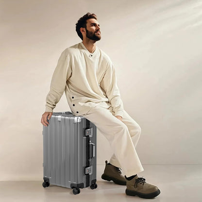 Krute Carry On Luggage 20 inch Aluminum Frame Suitcase with Spinner Wheels No Zipper Hardshell PC+ABS Luggages TSA Lock Zipperless Suitcases