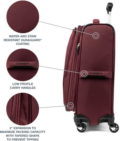 Travelpro Maxlite 5 Softside Expandable 3-Piece Luggage Set — Carry-On, Medium and Large Checked Luggage — Burgundy