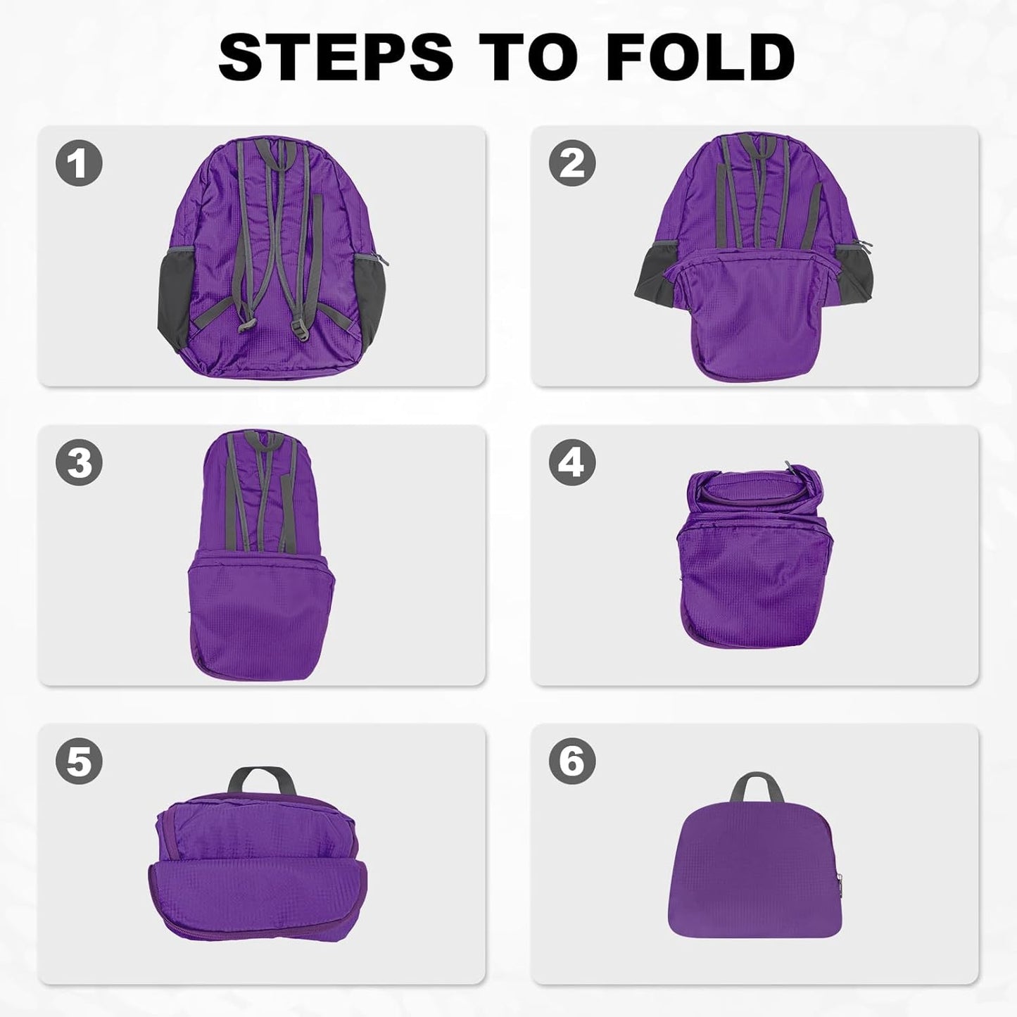 HOLYLUCK 20L lightweight packable Hiking Daypack Foldable Backpack for Men Women Small Travel Outdoor Foldable Shoulder Bag-purple