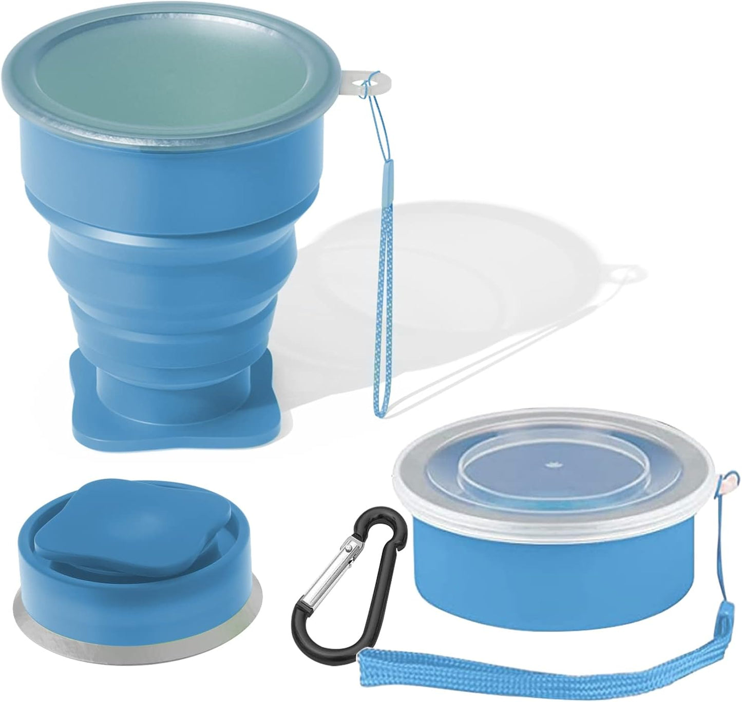 Collapsible Cup - Silicone FoldableCup-Expandable Folding Drinking Cups -Reusable Portable Mugs-Cup For Travel, Camping, Hiking, Survival, Car, Picnic, Beach, Holiday Vacation, Outdoor Sports Blue