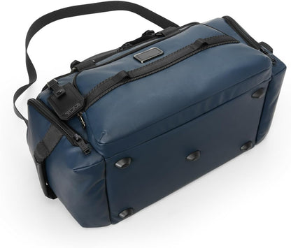 TUMI - Alpha Bravo Mason Duffel - Men's Weekender, Gym and Overnight Travel Bag - Fits Up To 15" Laptop - 11.0" X 19.5" X 10.3" - Navy Coated Canvas
