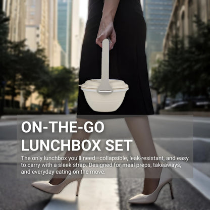 kūpaa Bowl & Carrier Duet – Microwave Safe Silicone Lunch Box For Adults– Collapsible, Leakproof, Food-Grade, Reusable To-Go Container (Shell)