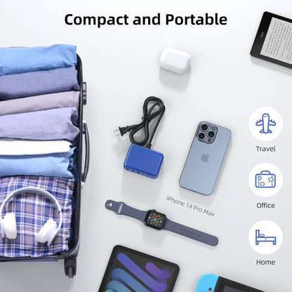 USB C Charger Block, 100W GaN 6 Port PD USB C QC USB A Wall Charger Adapter Plug Cube, Super Fast Type C Charging Station Hub for iPhone 16 15 14 13 12 Pro Max iPad Samsung Pixel 5ft Extension Cord