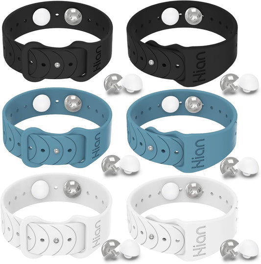 Hion Motion Sickness Bracelets Sea Sickness Wristbands for Motion Sickness/Morning Sickness/Pregnancy Nausea Anti Nausea Bands Acupressure Wristband Motion Sickness Bands(3Pairs-Black+Bule+White)