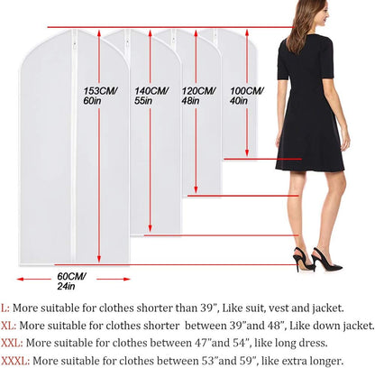 Garment Bags for Hanging Clothes 24''X48'' Suit Bags for Closet Storage (Pack of 6) Plastic Waterproof Suit Cover Bags with Zipper for Coats, Jackets, Shirts