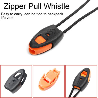 5 Pack Zipper Pull Whistles, Loud Emergency Survival Whistle for Kayak Canoe Fishing Lanyard Zipper Pull Cord Ends Lock Paracord Knife Outdoor Camp Hike Travel Kits