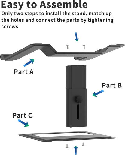 SOUNDANCE Adjustable Laptop Stand for Desk, Computer Stand, Ergonomic Laptop Riser Holder Compatible with 10 to 17.3 Inches Notebook PC Computer, Aluminum Black
