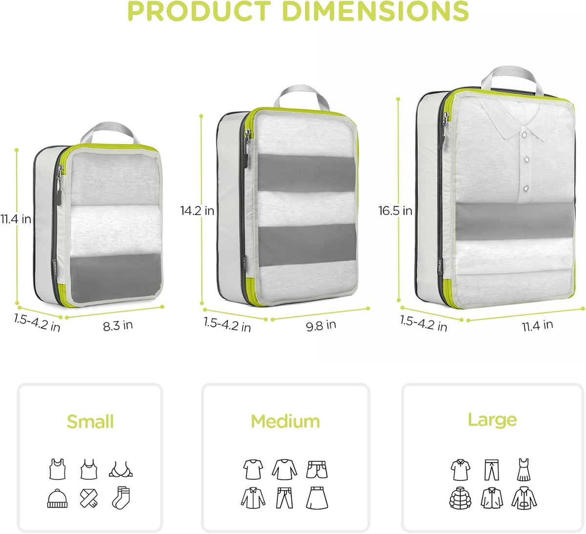 Cipway Mesh Compression Packing Cubes, Ultralight See Through Luggage Organizer Bags, Travel Essentials for Carry on Suitcase（3 Pcs,White）