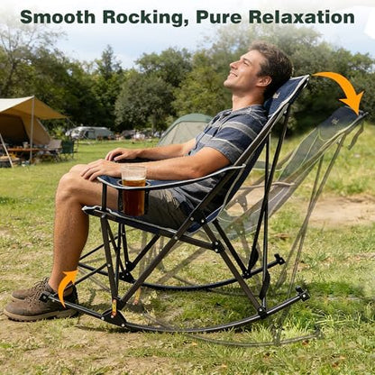 SUNNYFEEL 2 Pack Oversized Folding Rocking Camping Chair 500lbs