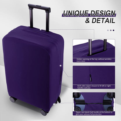 Travel Luggage Cover Suitcase Protector Scratch-Resistant Fit 19-31 Inch Suitcase, Not Included Suitcase (Purple, M(24-25 inch))