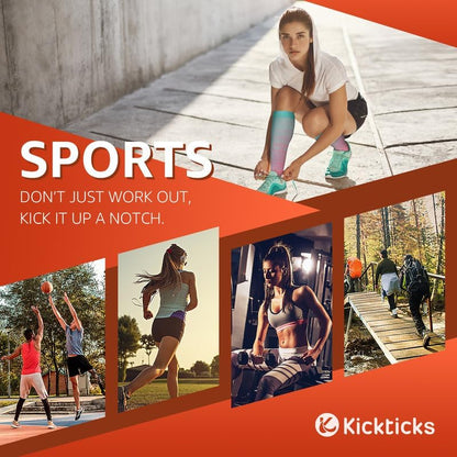 Kickticks 4 Pairs Compression Socks for Woman & Man Unisex 20-30mmHg Knee high Plus Size Wide Calves for Flying Running…