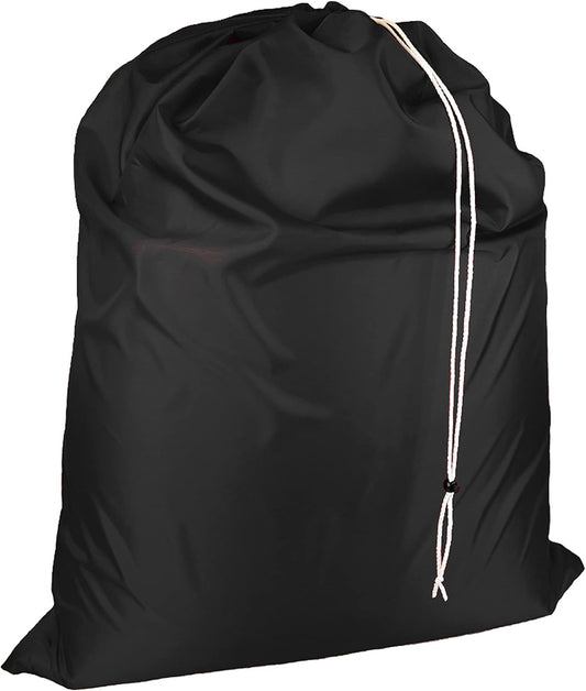 Laundry Bag with Locking Closure Drawstring – Extra Large Heavy Duty 100% Nylon, Large & Foldable Clothes Sack – Lightweight Dirty Laundry Organizer for Travel, Dorm, Gym – L 40" x H 50" (BLACK)