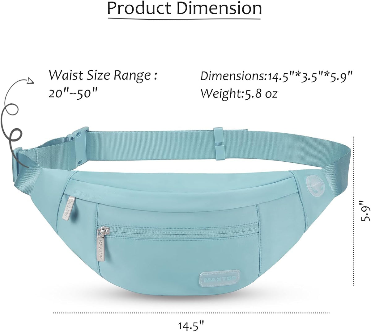 MAXTOP Large Crossbody Fanny Pack with 4-Zipper Pockets,Gifts for Enjoy Sports Festival Workout Traveling Running Casual Hands-Free Wallets Waist Pack Phone Bag Carrying All Phones