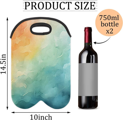 Wine Carrier Tote Bag - 2 Bottle Neoprene Insulated Holder with Soft Grip Handle, Perfect for Travel, Picnic, Gifting