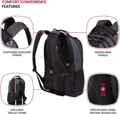 SwissGear Cecil 5505 Laptop Backpack, Dark Grey/Black, 18-Inch