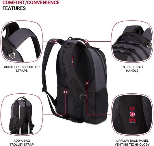 SwissGear Cecil 5505 Laptop Backpack, Dark Grey/Black, 18-Inch