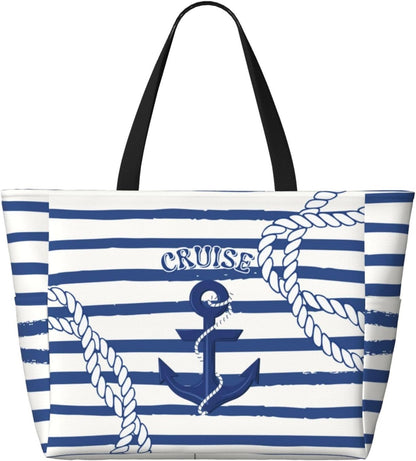 Beach Bag for Women Beach Tote Bag Waterproof Sandproof Large Bags with Zipper Big Capacity for Vacation Travel