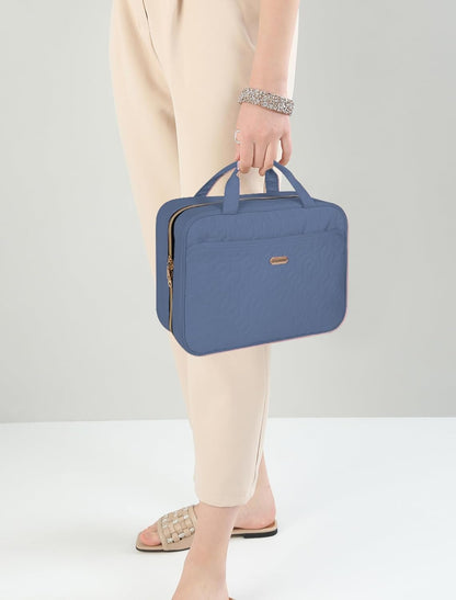 Blue Toiletry Bag, Makeup Organizer, Travel Bag For Women Mens Toiletries, Waterproof with Hanging Hook, Large Capacity