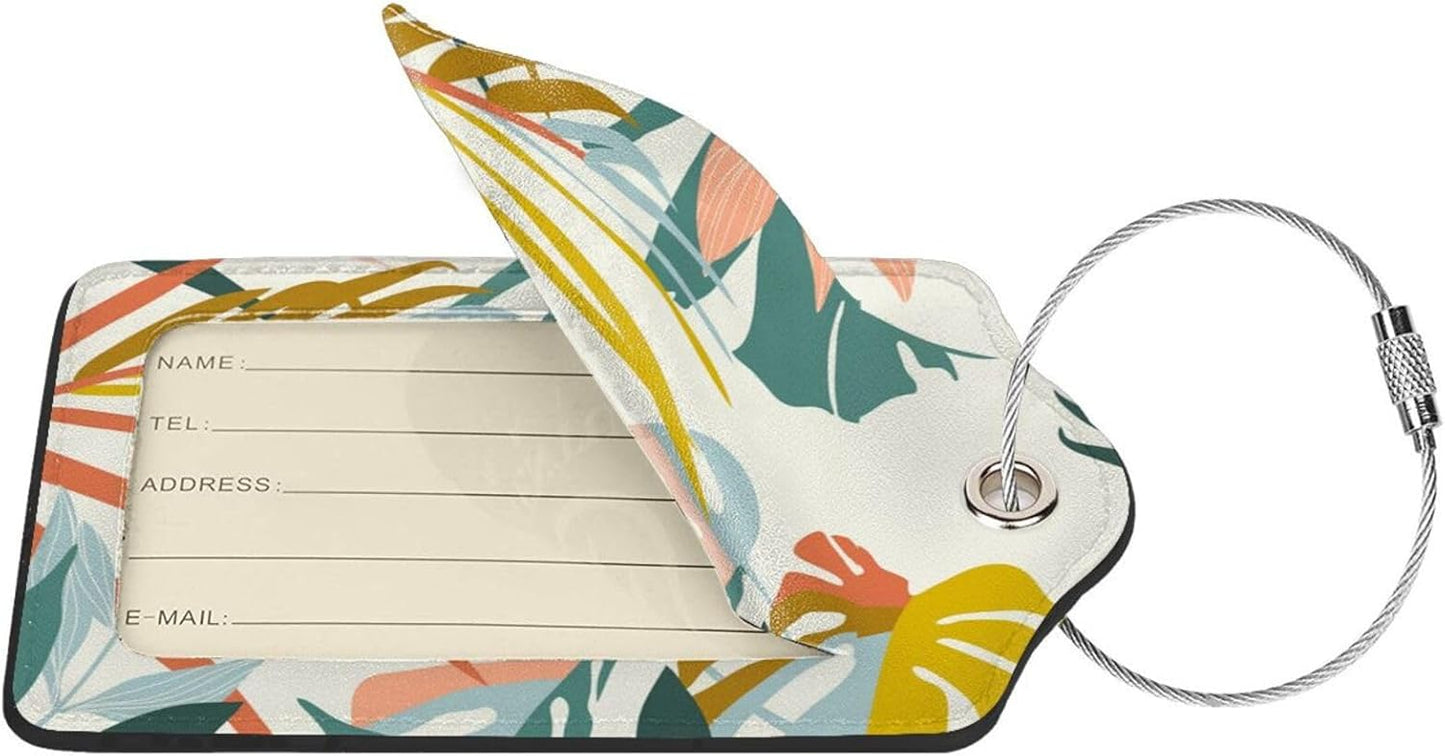 2 Pcs Boho Foliage Botanical Luggage Tag for Suitcases, Cruise Ship Essential Travel Gift for Men Women Couples, Honeymoon Anniversary Travel Boho Decor Bag, Funny Christmas Birthday Gifts