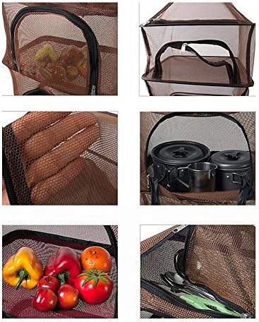 Desy & Feeci Camping Dry Net-4 Layer Outdoor Hanging Foldable Drying Rack, Camping Organizer Mesh Dryer Storage for Home Picnic BBQ Tableware/Dishes/Food/Vegetables/Fruit/Clothing
