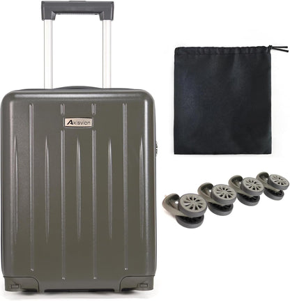 18-inch Carry-on Boarding Luggage: Equipped with Movable Wheels, TSA Approved,Under the Seat, Hard Shell Construction, Lightweight Bag with Essential Accessories (Greenish Grey)