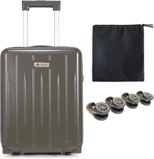 18-inch Carry-on Boarding Luggage: Equipped with Movable Wheels, TSA Approved,Under the Seat, Hard Shell Construction, Lightweight Bag with Essential Accessories (Greenish Grey)