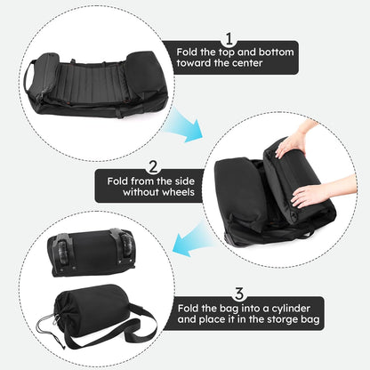 86L 30” Folding Duffle Backpack with 2 Wheels,Travel Bag with Separate Shoe Compartment,Black