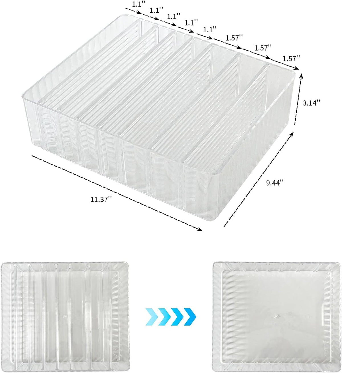 Yesesion Clear Cord Storage Box with Wire Ties, Plastic Cable Organizer for Drawer, Large Desk Accessories Case Container for Phone Charger, Battery, Art Crafts, Home Office Supplies, 2 Pack
