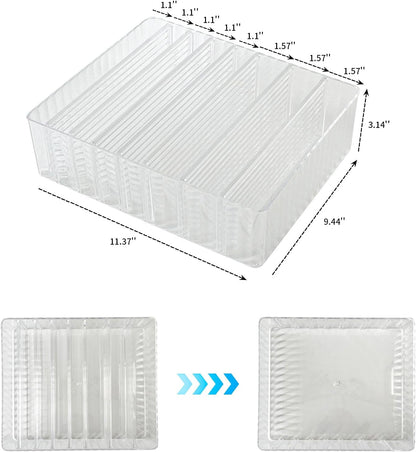 Yesesion Clear Cord Storage Box with Wire Ties, Plastic Cable Organizer for Drawer, Large Desk Accessories Case Container for Phone Charger, Battery, Art Crafts, Home Office Supplies, 2 Pack