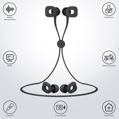 2 Pairs of Ear Plugs for Sleeping,Reusable Hearing Protection Earplugs with 8 Pairs Ear Tips & One Connector Cord,Soft Ear Plugs for Noise Reduction,Concert,Musician & Work - 25dB-30dB