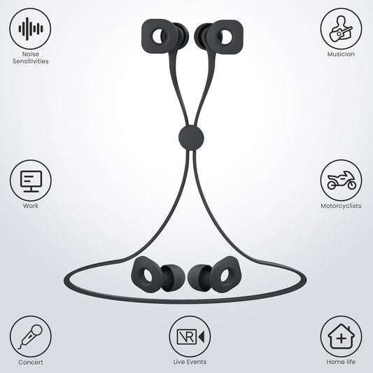 2 Pairs of Ear Plugs for Sleeping,Reusable Hearing Protection Earplugs with 8 Pairs Ear Tips & One Connector Cord,Soft Ear Plugs for Noise Reduction,Concert,Musician & Work - 25dB-30dB