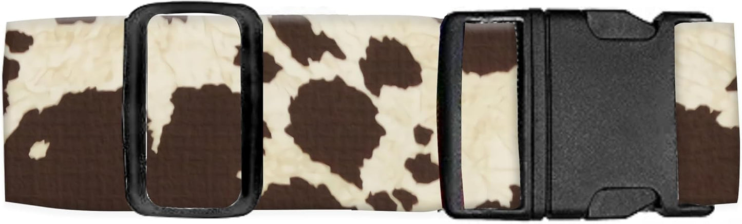 Luggage Straps for Suitcases Travel Belt Accessories, Cute Suitcase Strap, Adjustable Luggage Belt Strap, Heavy Duty with Quick-Release Buckle Luggage Strap Retro Cow Print