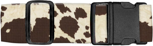 Luggage Straps for Suitcases Travel Belt Accessories, Cute Suitcase Strap, Adjustable Luggage Belt Strap, Heavy Duty with Quick-Release Buckle Luggage Strap Retro Cow Print